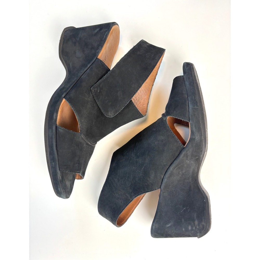 L'Amour Des Pieds Orwin Wedge Sandals Black Womens 10M Suede Cutout Slingback